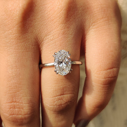 2 CT Oval Hidden Halo Moissanite Engagement Ring