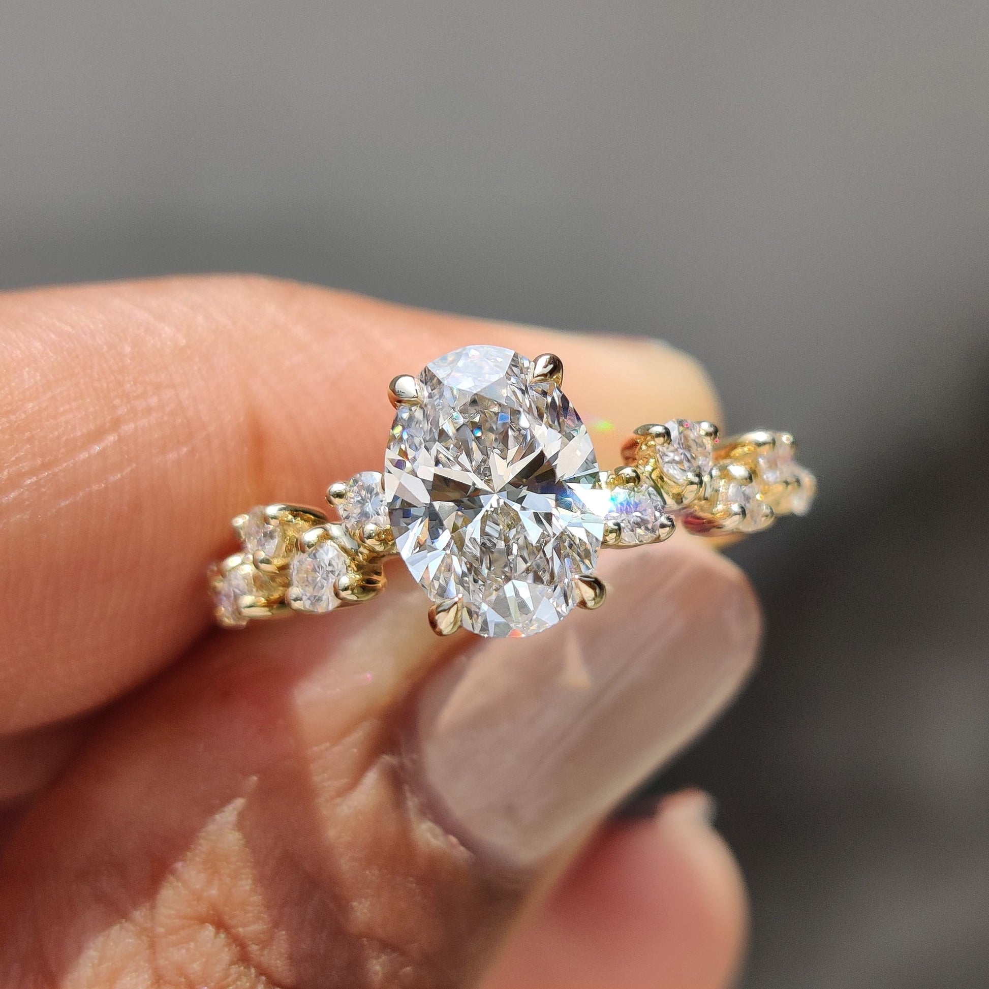 1.50 CT Oval Pave Moissanite Engagement Ring
