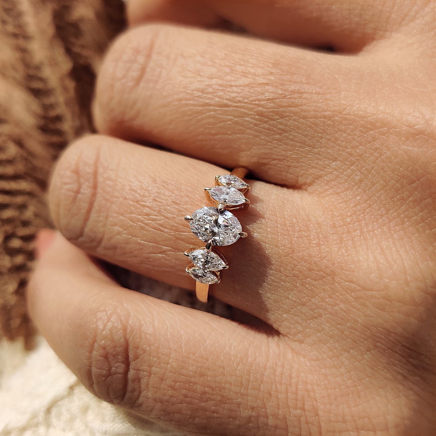0.50 CT Oval Cluster Moissanite Engagement Ring