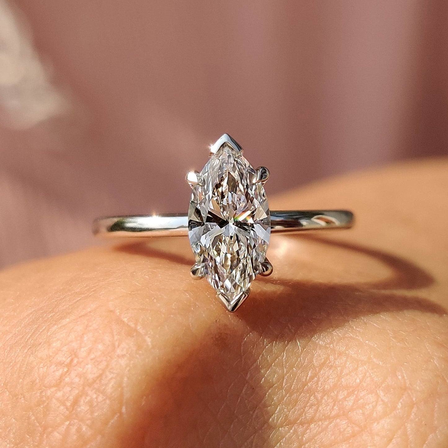 1 CT Marquise Solitaire Moissanite Engagement Ring