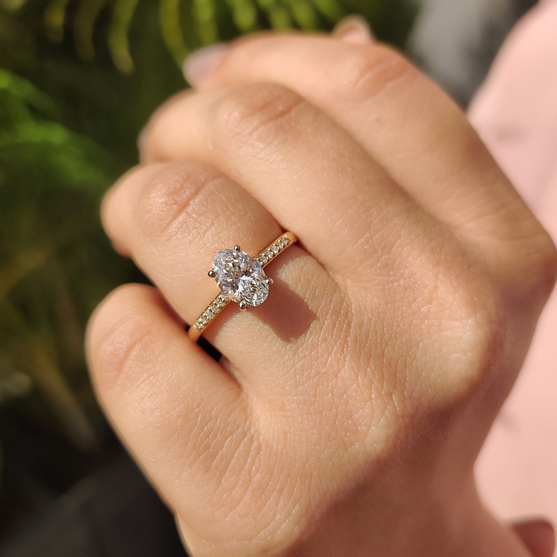 1 CT Oval Pave Moissanite Engagement Ring