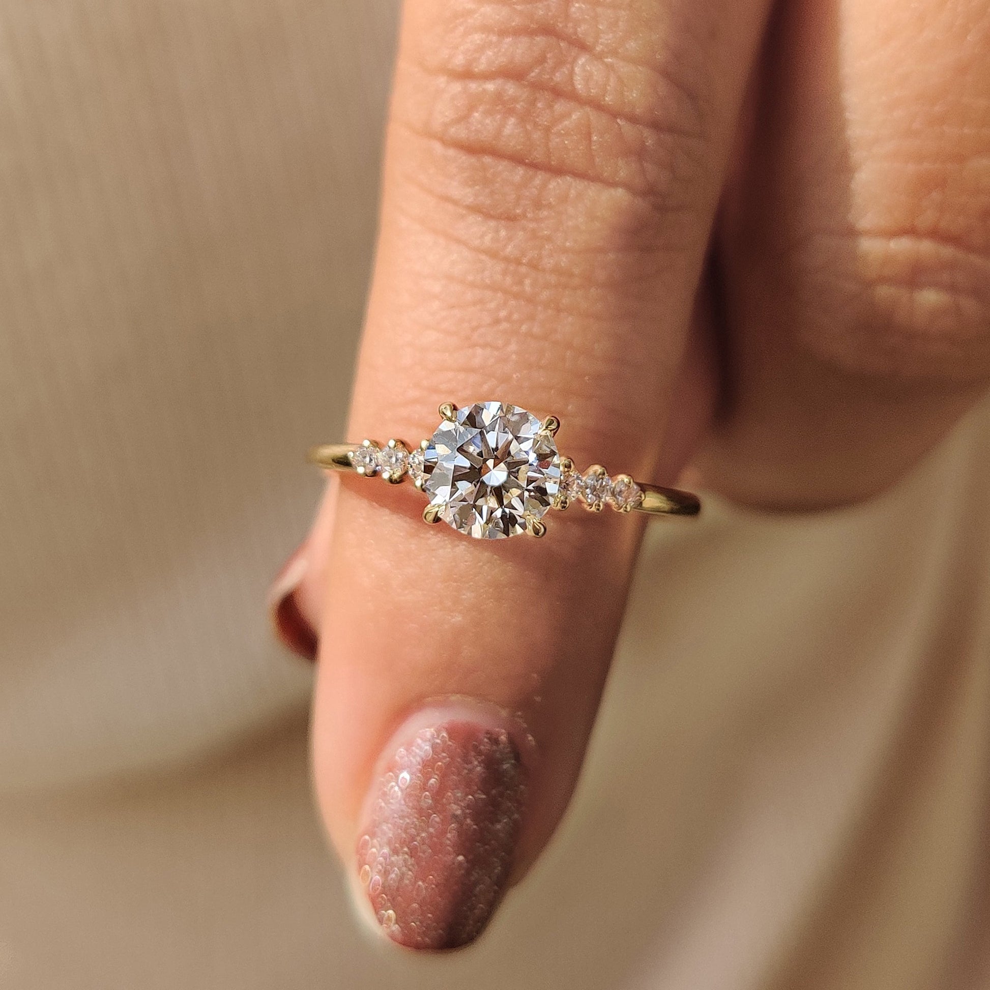 0.80 CT Round Pave Moissanite Engagement Ring