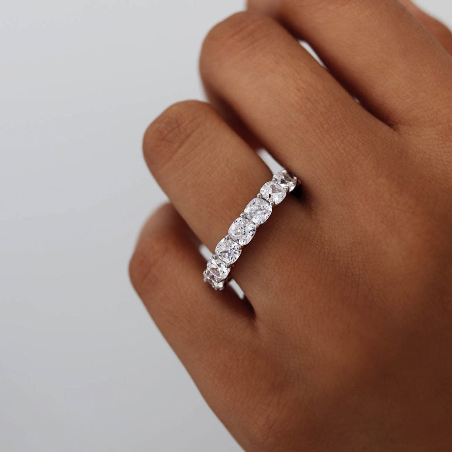5.61 TCW Cushion Full Eternity Moissanite Wedding Band