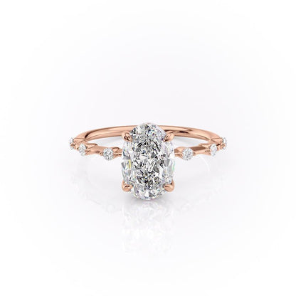 2.72 CT Oval Cut Solitaire Dainty Pave Moissanite Engagement Ring 12