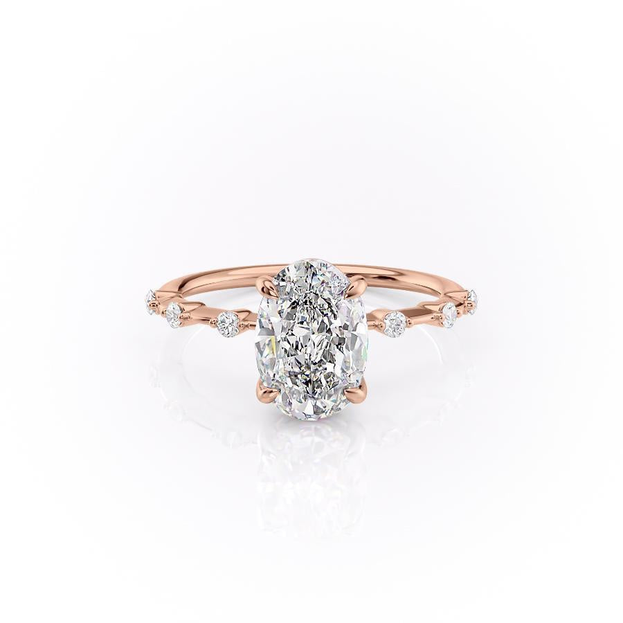2.72 CT Oval Pave Moissanite Engagement Ring