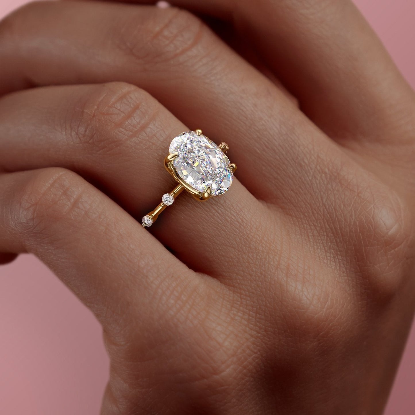 2.72 CT Oval Pave Moissanite Engagement Ring