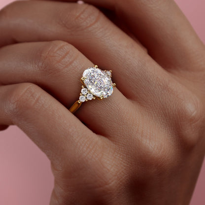 2.10 CT Oval Cluster Moissanite Engagement Ring