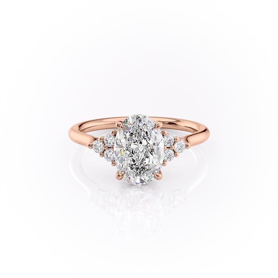2.10 CT Oval Cluster Moissanite Engagement Ring