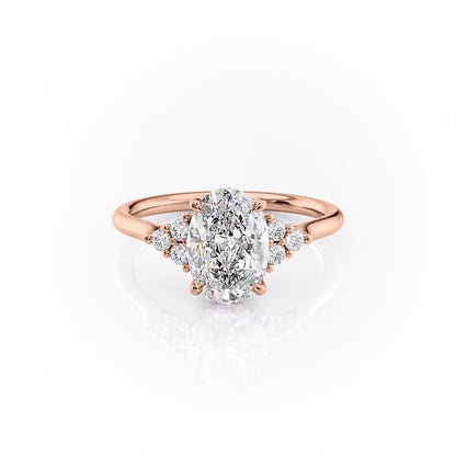 2.10 CT Oval Cluster Moissanite Engagement Ring