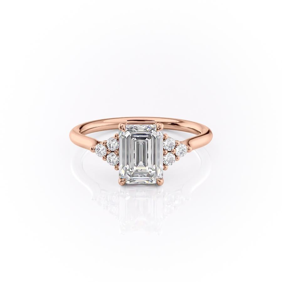 2.10 CT Emerald Cluster Moissanite Engagement Ring