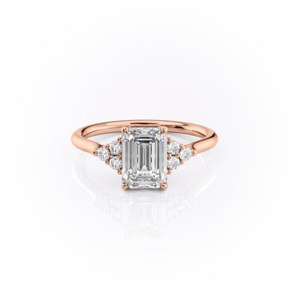 2.10 CT Emerald Cluster Moissanite Engagement Ring
