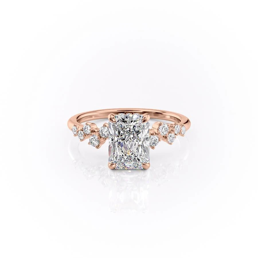 2.0 CT Radiant Cut Cluster Moissanite Engagement Ring 12