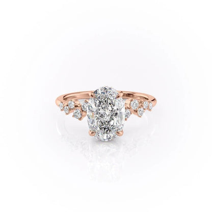 2.10 CT Oval Hidden Halo Moissanite Engagement Ring