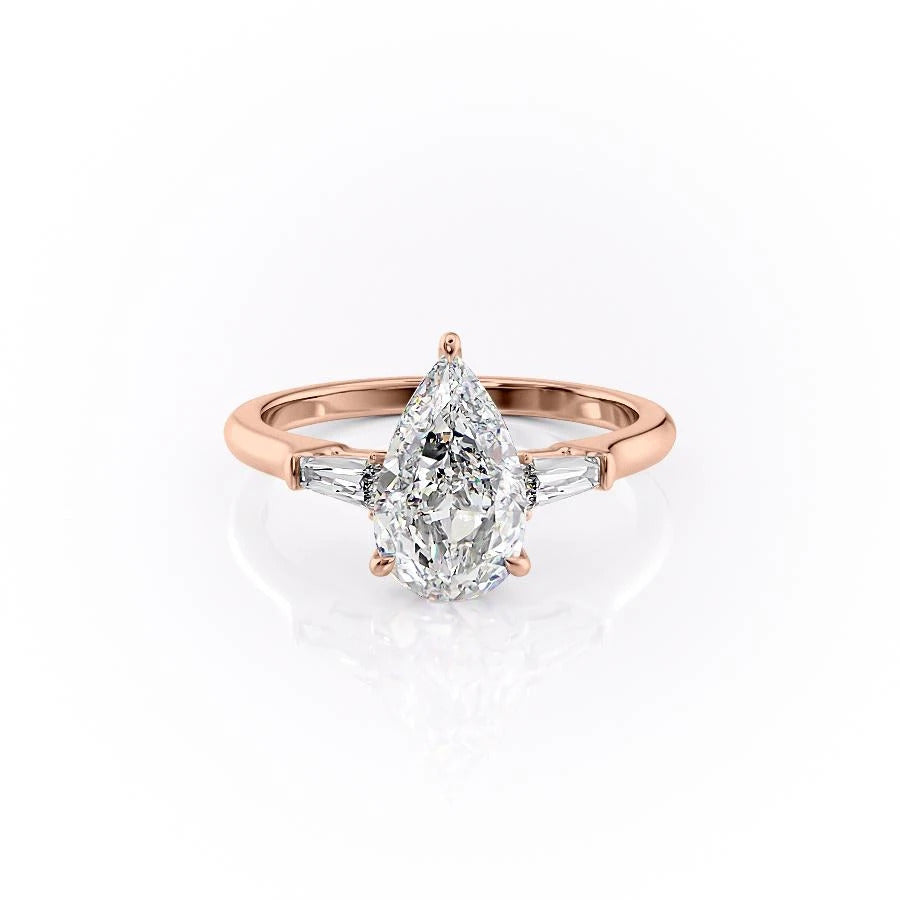 2 CT Pear Three Stone Moissanite Engagement Ring