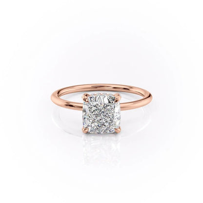 2.54 CT Cushion Hidden Halo Moissanite Engagement Ring