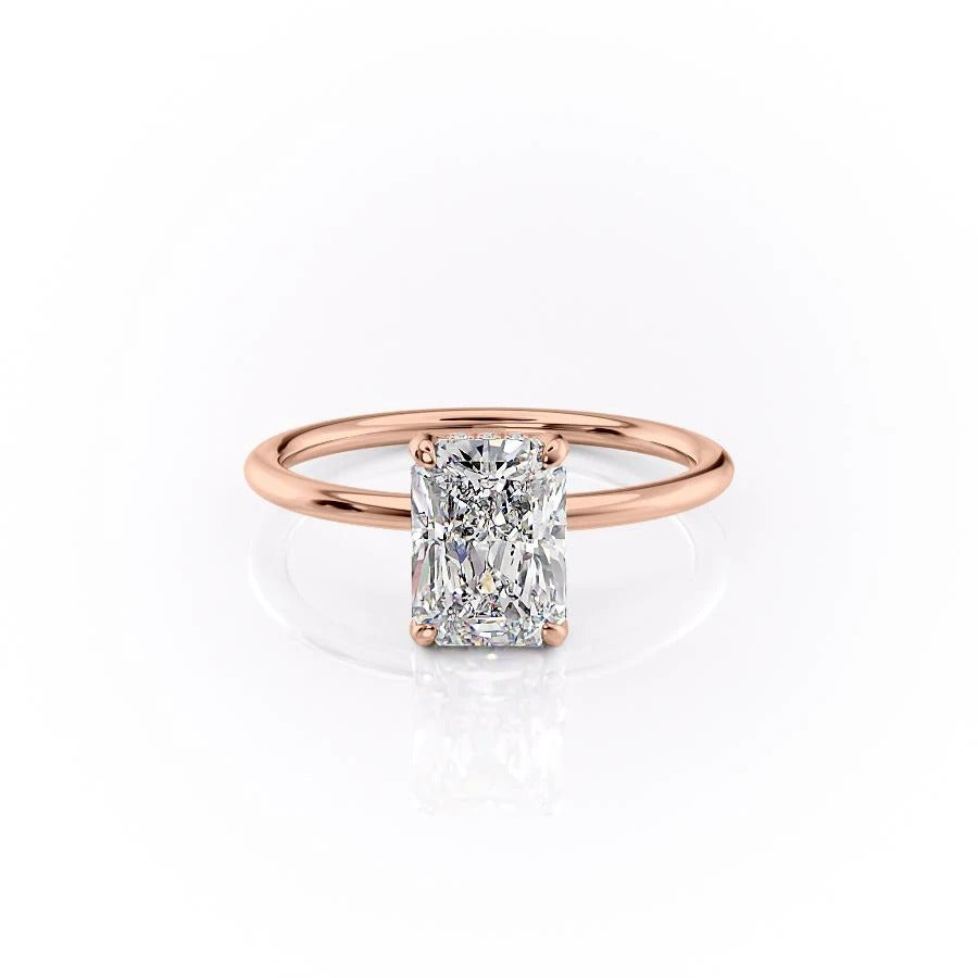 2 CT Radiant Hidden Halo Moissanite Engagement Ring