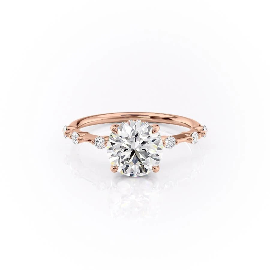 1.60 CT Round Hidden Halo & Pave Moissanite Engagement Ring