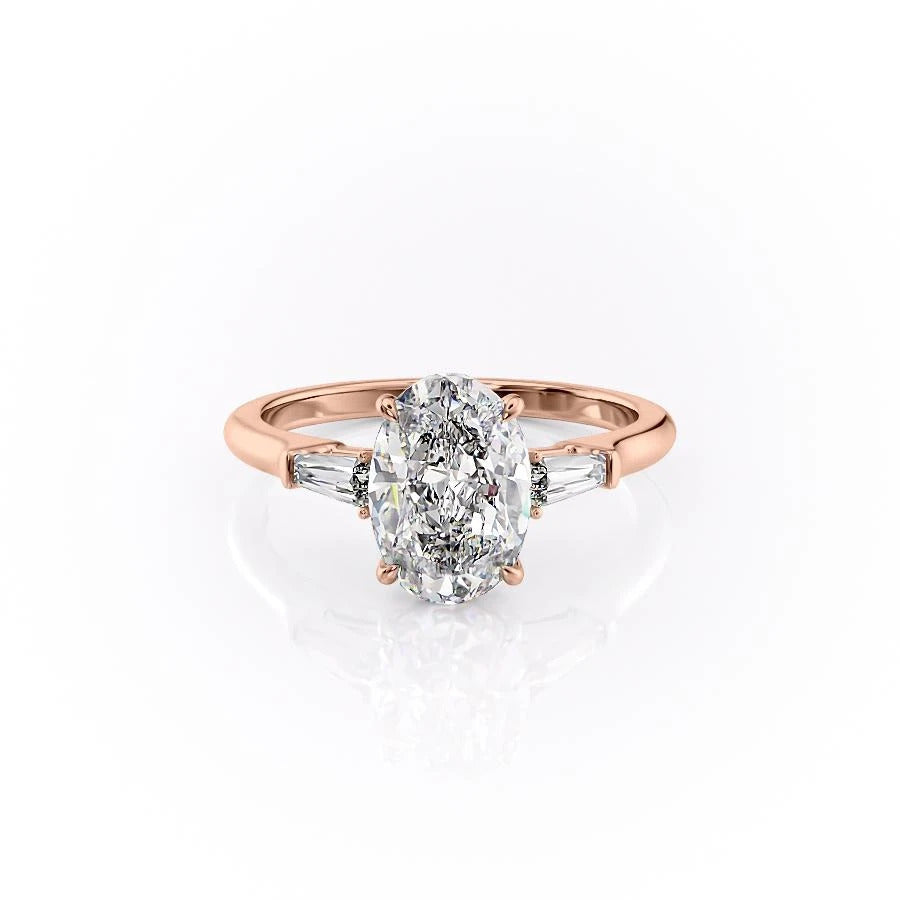 2.72 CT Oval Three Stone Moissanite Engagement Ring