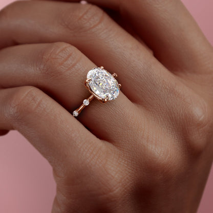 2.72 CT Oval Pave Moissanite Engagement Ring