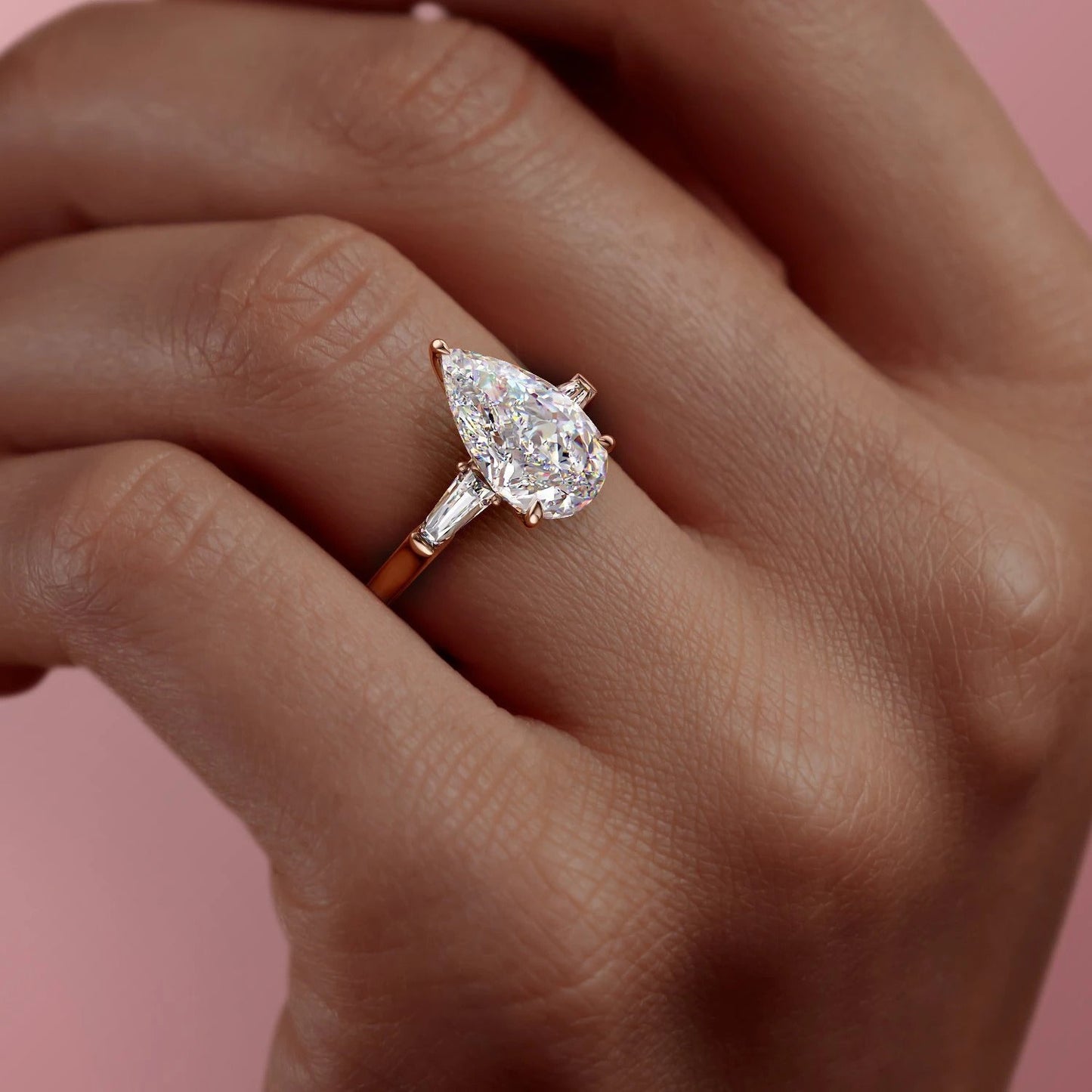 2 CT Pear Three Stone Moissanite Engagement Ring