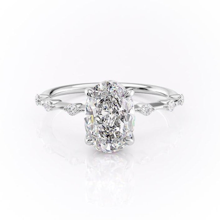 2.72 CT Oval Pave Moissanite Engagement Ring