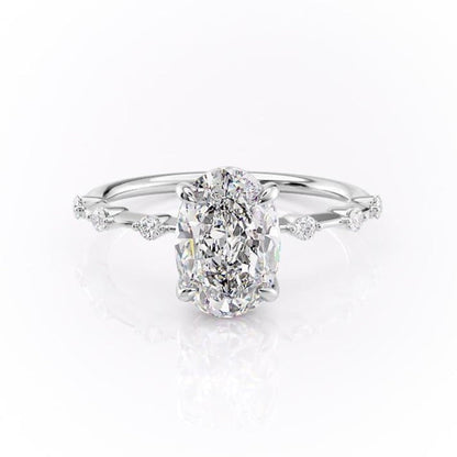 2.72 CT Oval Pave Moissanite Engagement Ring