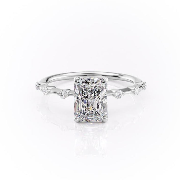 2.10 CT Radiant Pave Moissanite Engagement Ring