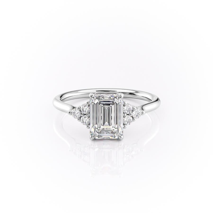 2.10 CT Emerald Cluster Moissanite Engagement Ring