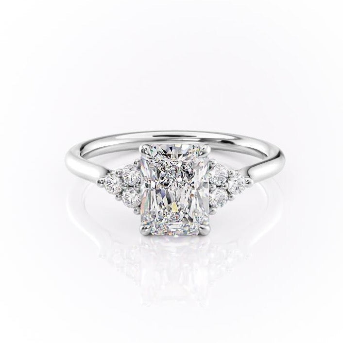 2 CT Radiant Cluster Moissanite Engagement Ring
