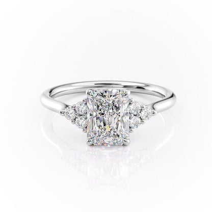 2 CT Radiant Cluster Moissanite Engagement Ring