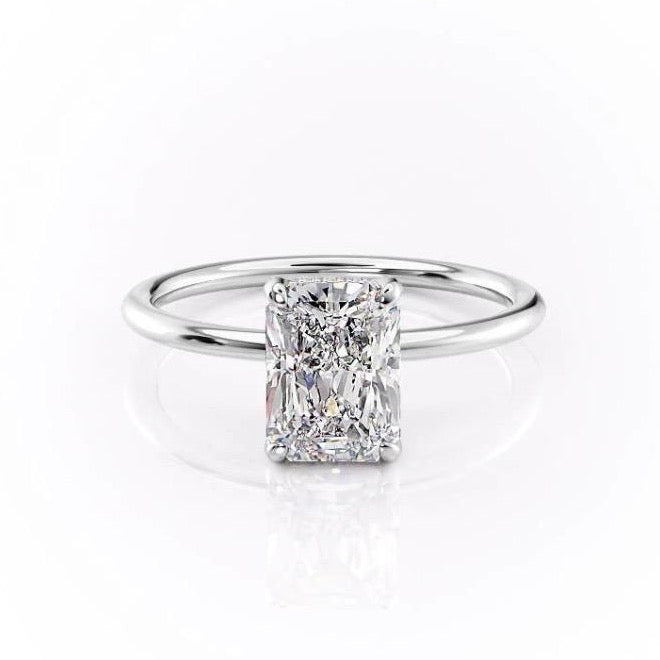 2 CT Radiant Hidden Halo Moissanite Engagement Ring