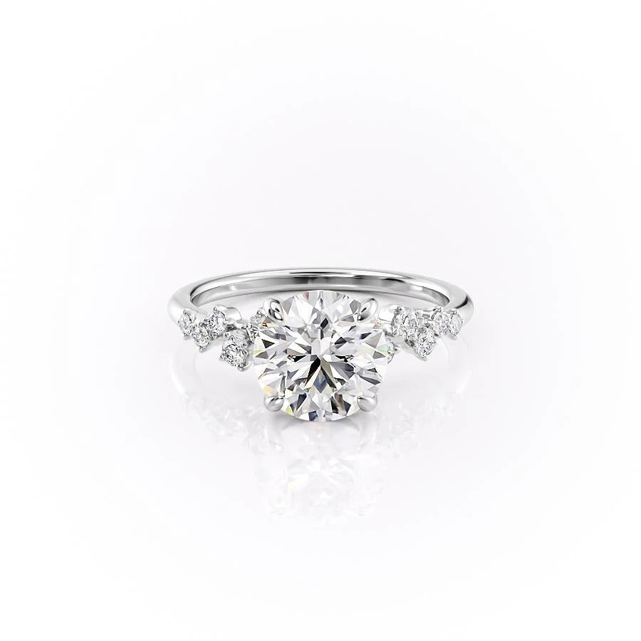 1.60 CT Round Hidden Halo & Pave Moissanite Engagement Ring