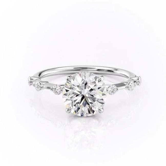 1.60 CT Round Hidden Halo & Pave Moissanite Engagement Ring