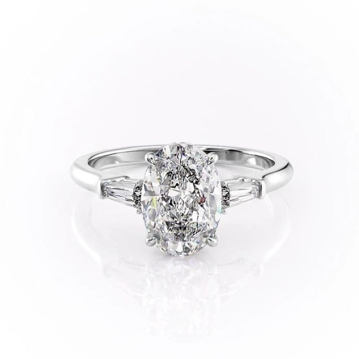 2.72 CT Oval Three Stone Moissanite Engagement Ring