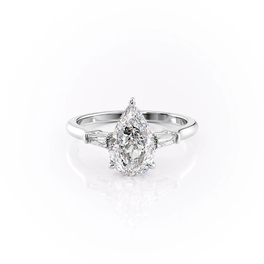 2.0 CT Pear Cut Three Stone Moissanite Engagement Ring 10