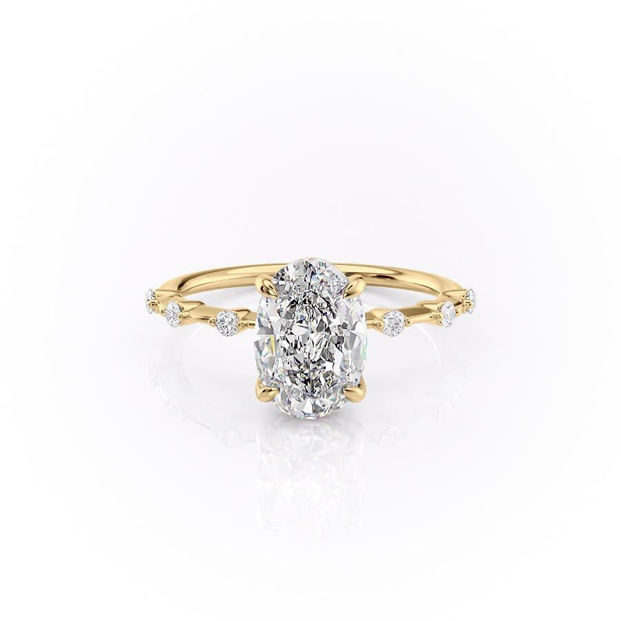 2.72 CT Oval Pave Moissanite Engagement Ring