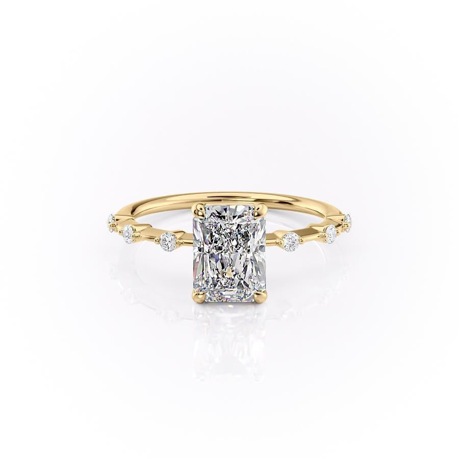 2.10 CT Radiant Pave Moissanite Engagement Ring