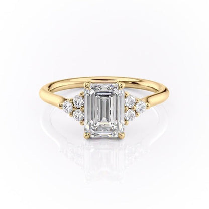 2.10 CT Emerald Cluster Moissanite Engagement Ring