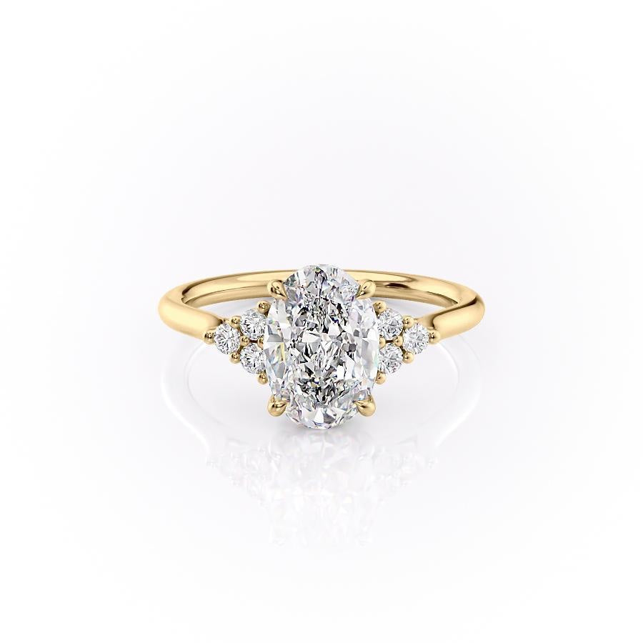 2.10 CT Oval Cluster Moissanite Engagement Ring