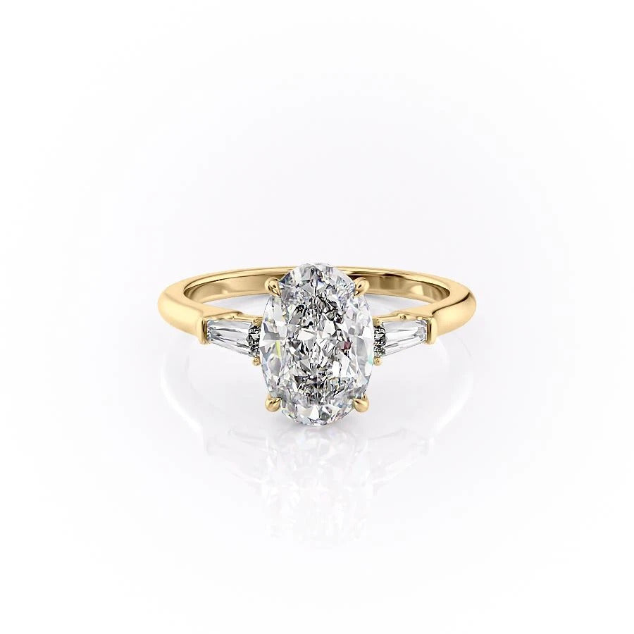 2.72 CT Oval Three Stone Moissanite Engagement Ring