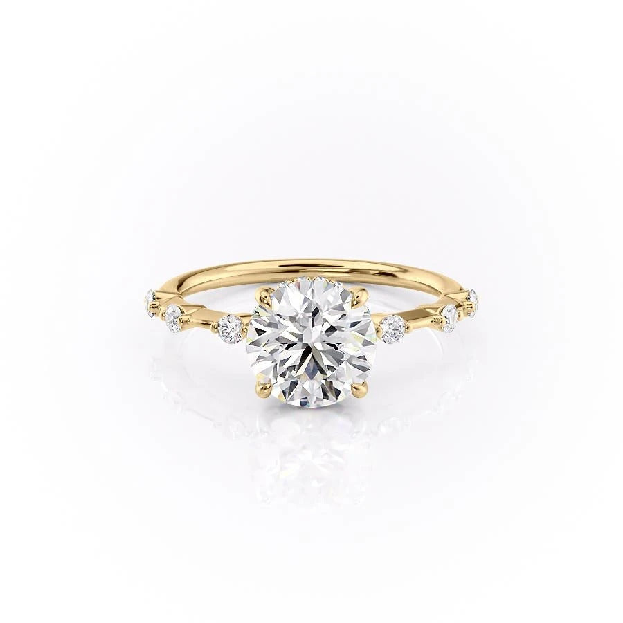 1.60 CT Round Hidden Halo & Pave Moissanite Engagement Ring