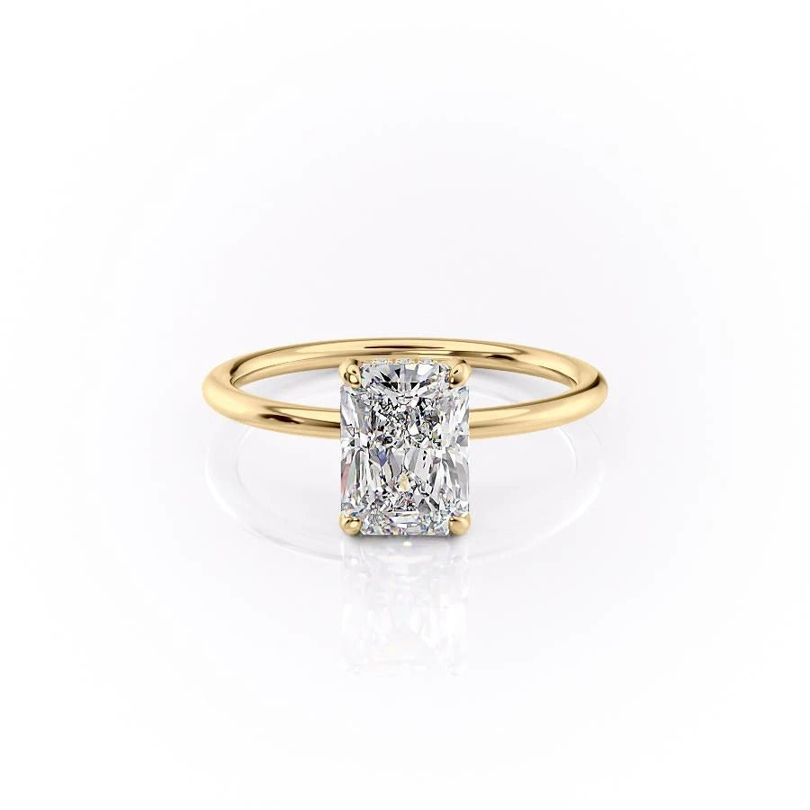 2 CT Radiant Hidden Halo Moissanite Engagement Ring