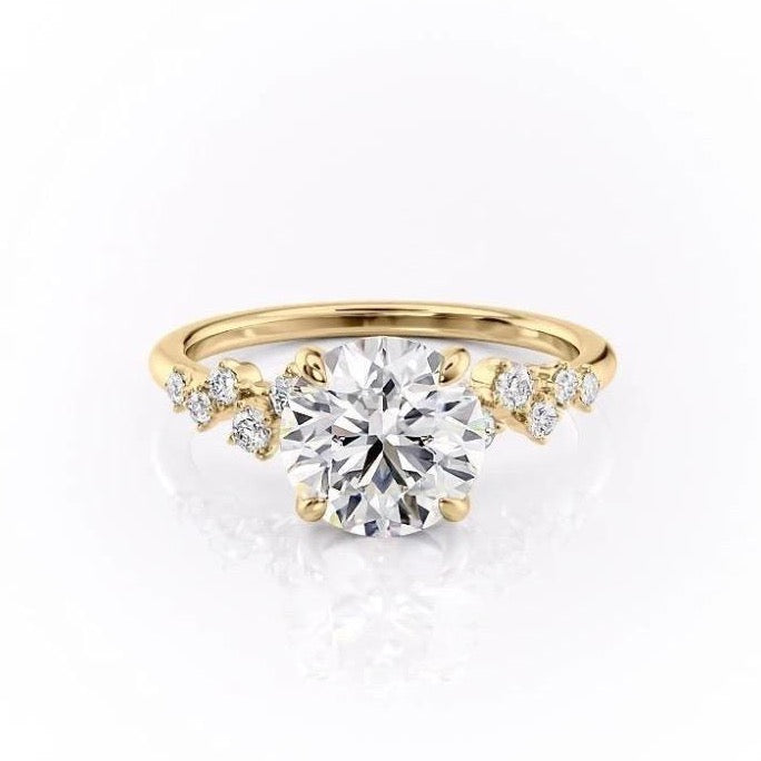 1.60 CT Round Hidden Halo & Pave Moissanite Engagement Ring