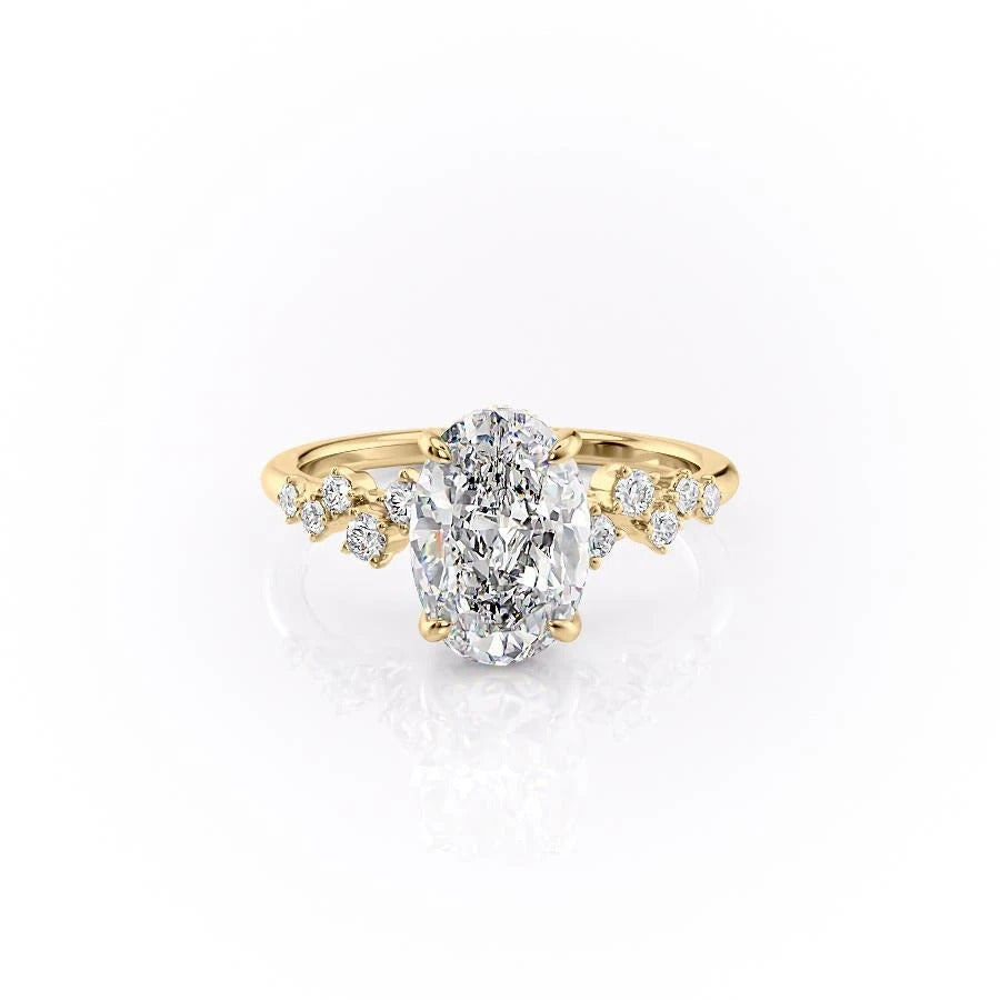 2.10 CT Oval Hidden Halo Moissanite Engagement Ring