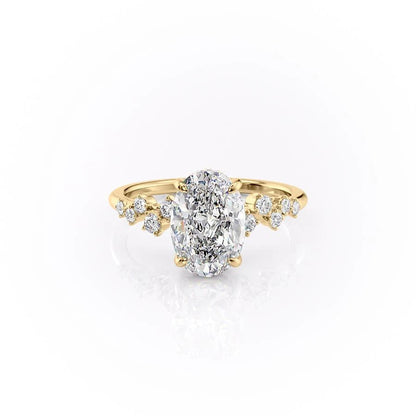 2.10 CT Oval Hidden Halo Moissanite Engagement Ring
