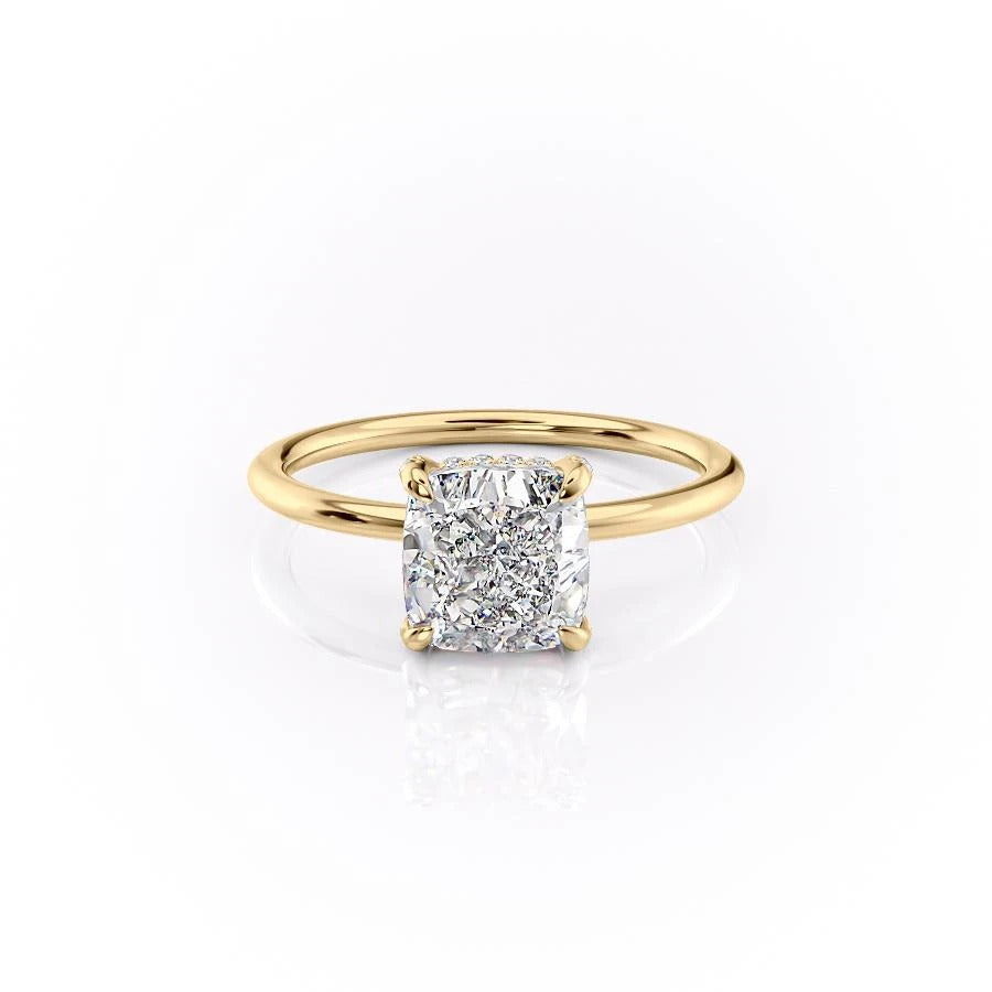 2.54 CT Cushion Hidden Halo Moissanite Engagement Ring