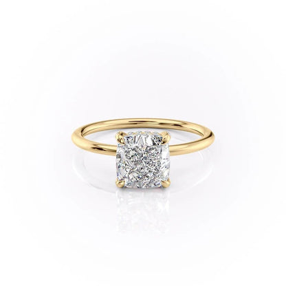 2.54 CT Cushion Hidden Halo Moissanite Engagement Ring