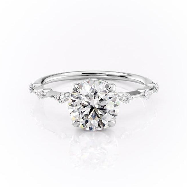 1.60 CT Round Solitaire Dainty Pave Set Moissanite Engagement Ring 10