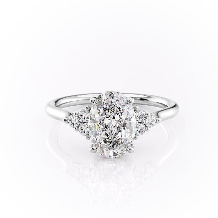 2.10 CT Oval Cluster Moissanite Engagement Ring