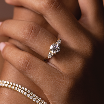 0.5 CT Round Three Stone Moissanite Engagement Ring